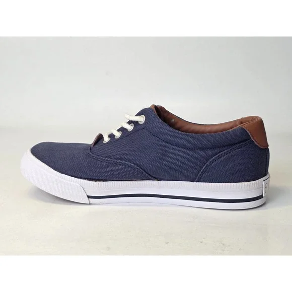 POLO Ralph Lauren Vaughn Men's Shoes Size 5 EU 37 Navy Blue Canvas Boat Sneakers - Picture 5 of 12
